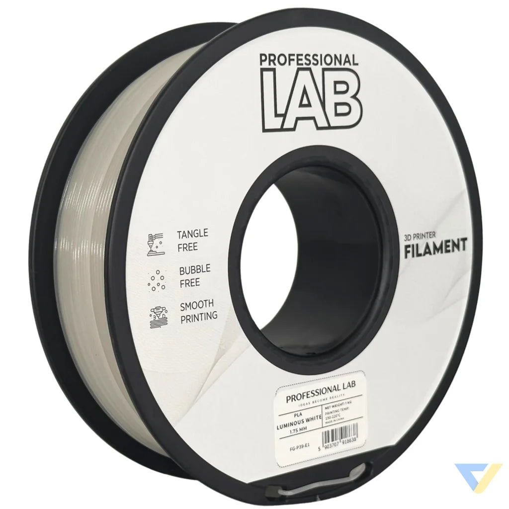 PLA Luminous is a glow-in-the-dark filament that absorbs light and emits it in the dark, perfect for decorative or artistic prints. It contains phosphorescent particles, so a hardened steel nozzle is recommended for long-term use.