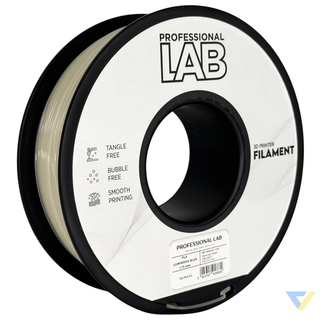 PLA Luminous is a glow-in-the-dark filament that absorbs light and emits it in the dark, perfect for decorative or artistic prints. It contains phosphorescent particles, so a hardened steel nozzle is recommended for long-term use.