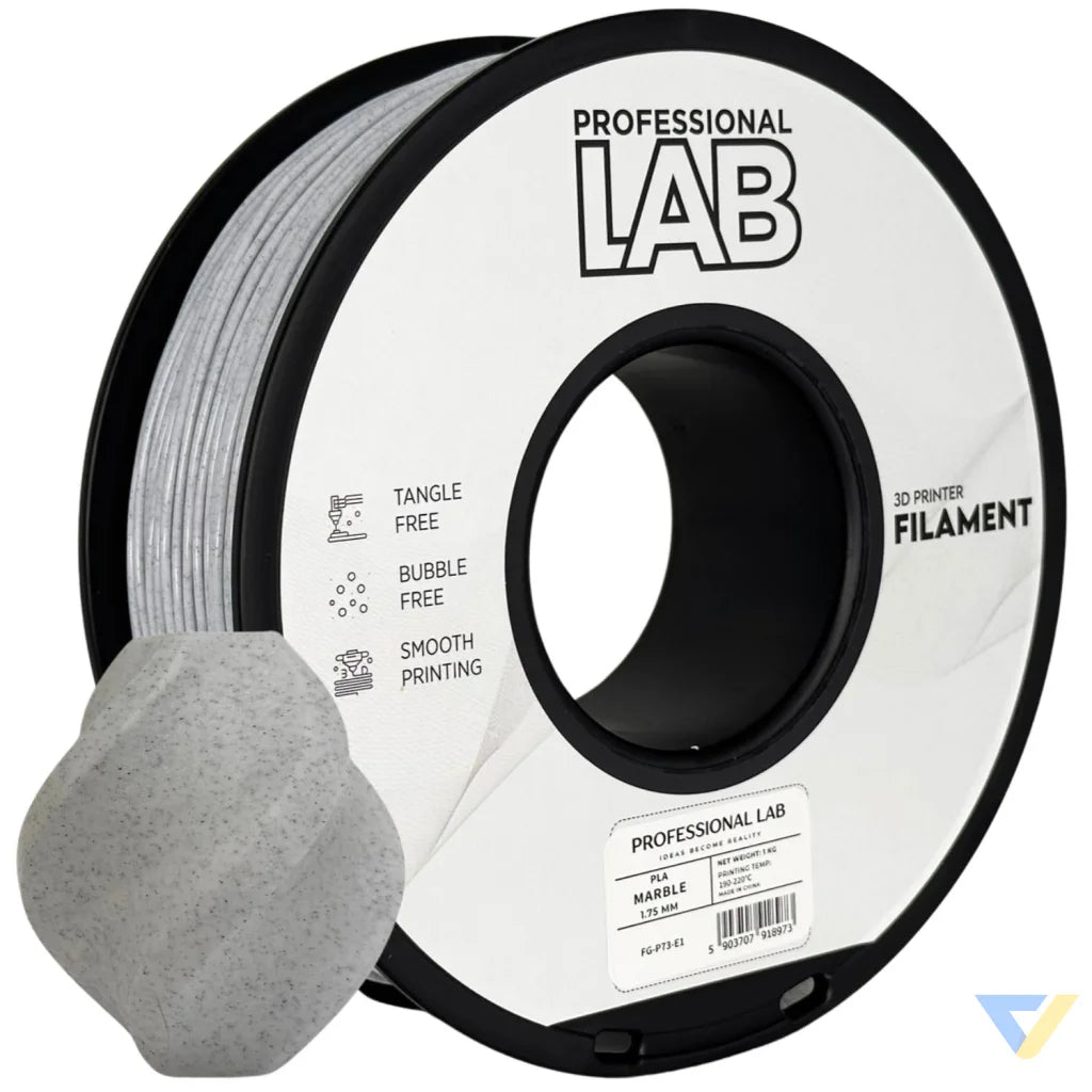 PLA Marble is a PLA-based filament blended with mineral particles that give prints a natural, stone-like appearance. It’s ideal for statues, architectural models, or decorative items.