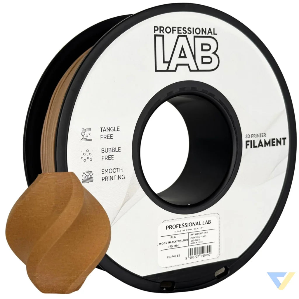 PLA Wood is a composite filament made from PLA mixed with fine wood fibers, offering a wood-like appearance, smell, and texture. Great for artistic, decorative, or prototype models. A larger nozzle (>=0.5 mm) is recommended to avoid clogging.