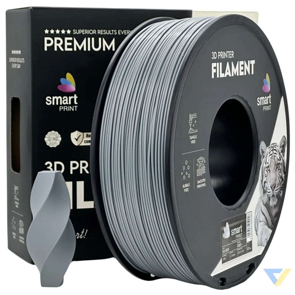 Smart Print ABS is a durable filament for functional parts. It contains special inhibitors to enhance strength and color. Requires a heated bed, enclosure, and good ventilation to reduce warping.