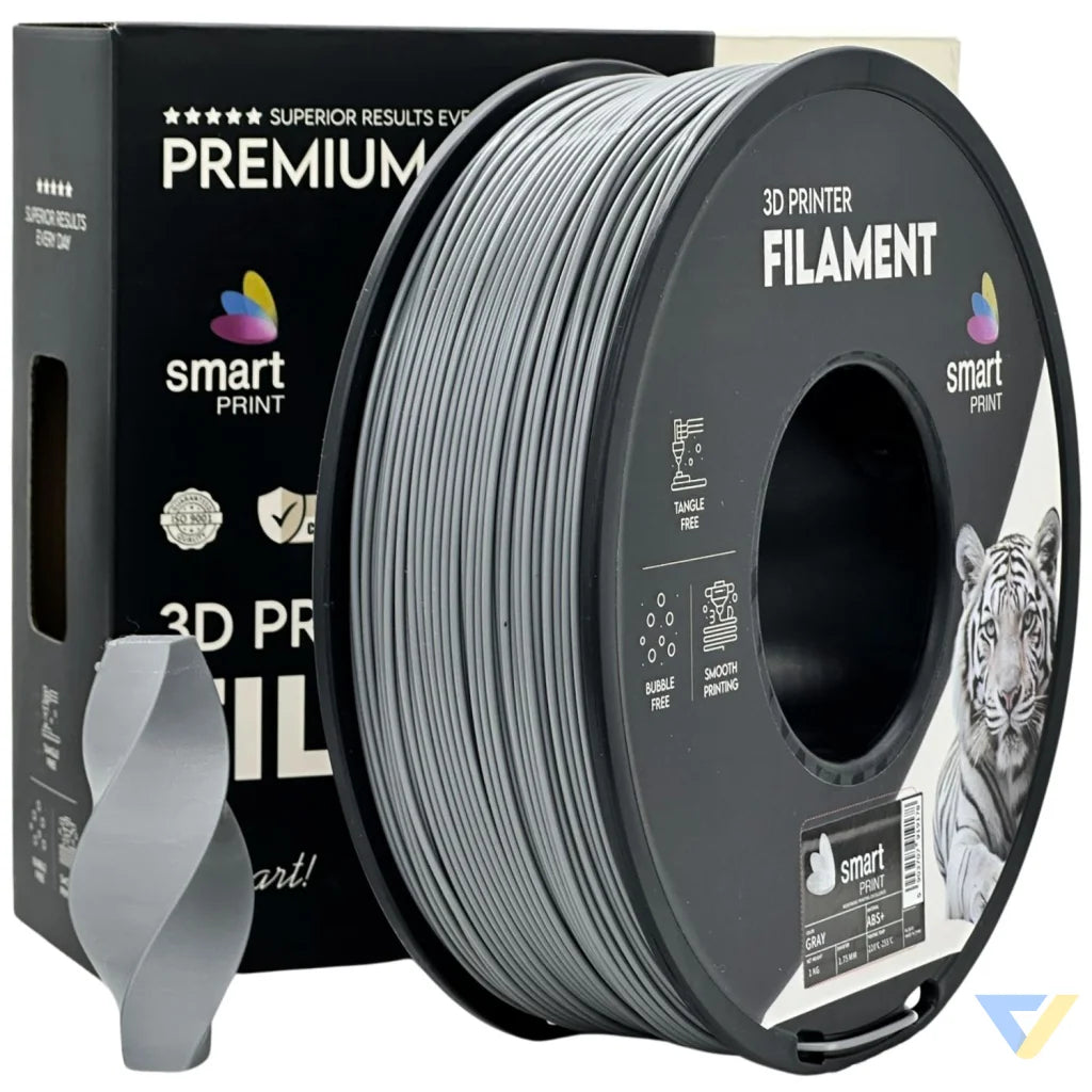 Smart Print ABS is a durable filament for functional parts. It contains special inhibitors to enhance strength and color. Requires a heated bed, enclosure, and good ventilation to reduce warping.