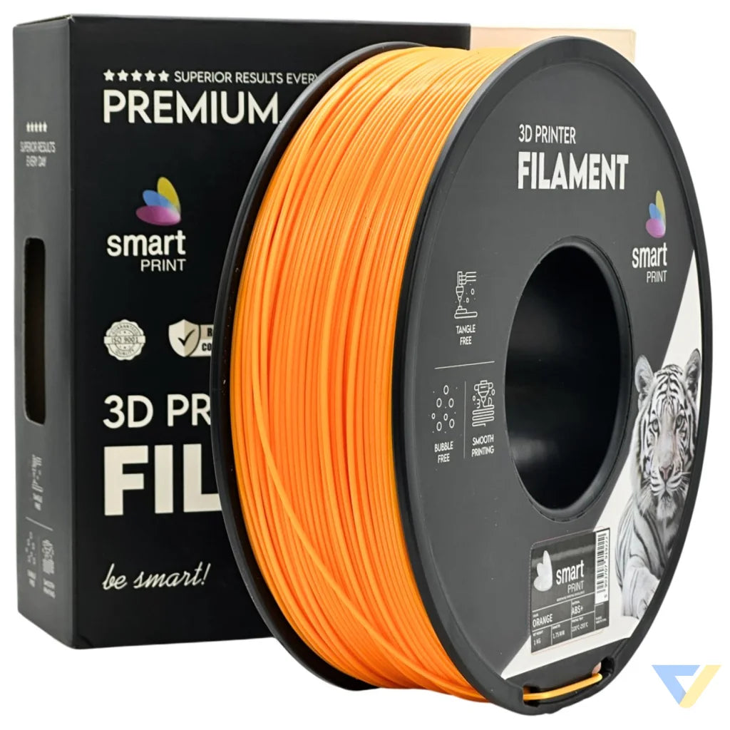 Smart Print ABS is a durable filament for functional parts. It contains special inhibitors to enhance strength and color. Requires a heated bed, enclosure, and good ventilation to reduce warping.