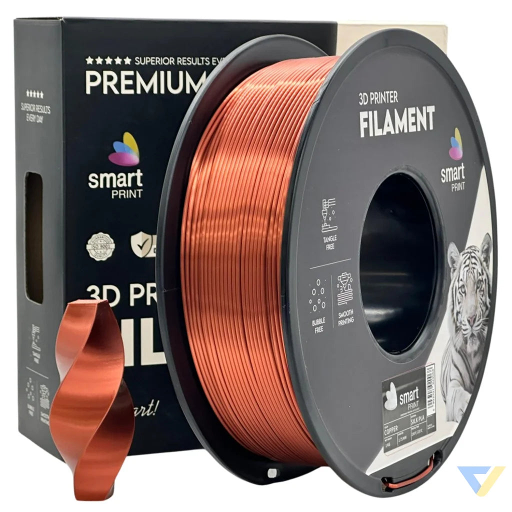 Smart Print Silk PLA offers a glossy, silk-like finish for eye-catching results. Special inhibitors enhance durability and color depth. Ideal for decorative models, art pieces, and display prints.