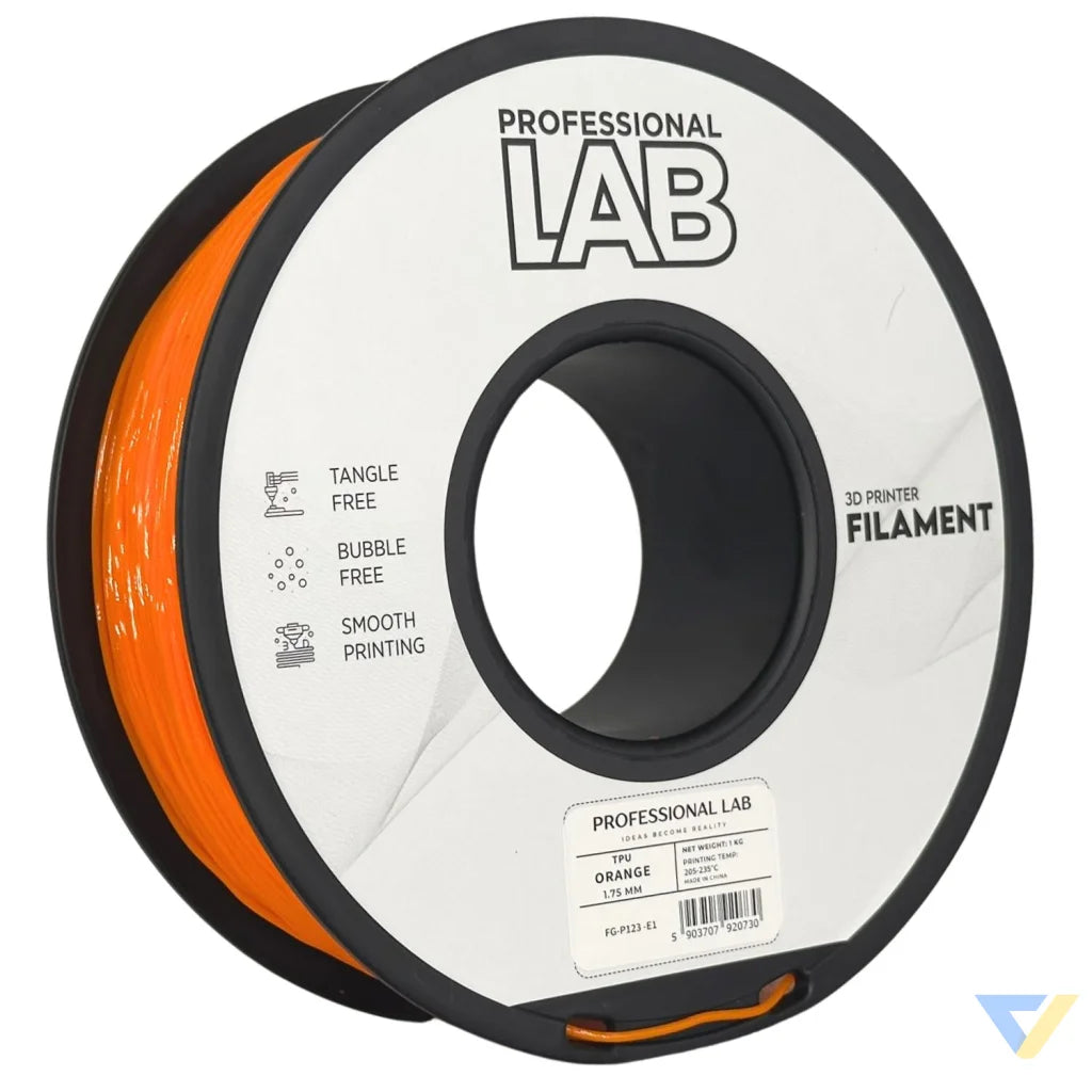 TPU is a flexible and wear-resistant filament, suitable for printing rubber-like parts such as seals, gaskets, cases, or flexible mounts. Requires low print speed and proper filament guidance.
