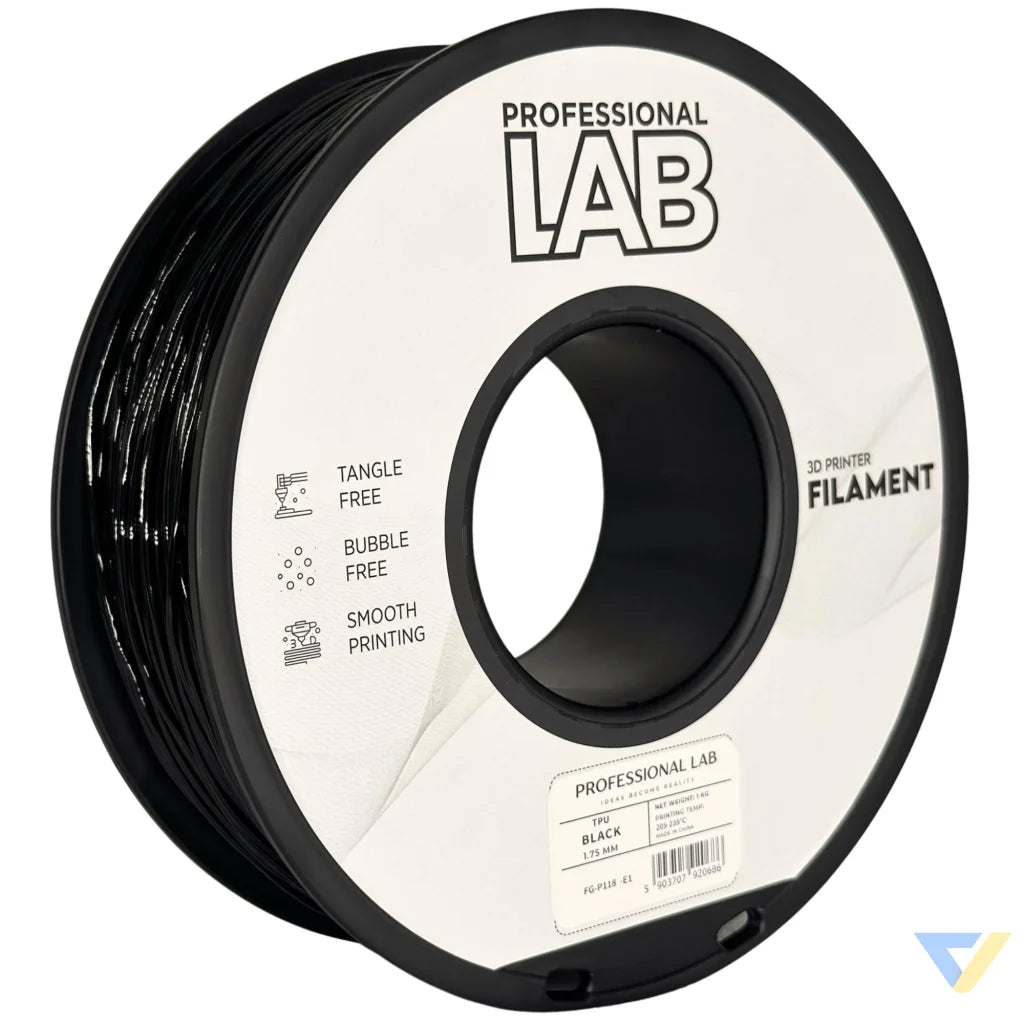 TPU is a flexible and wear-resistant filament, suitable for printing rubber-like parts such as seals, gaskets, cases, or flexible mounts. Requires low print speed and proper filament guidance.