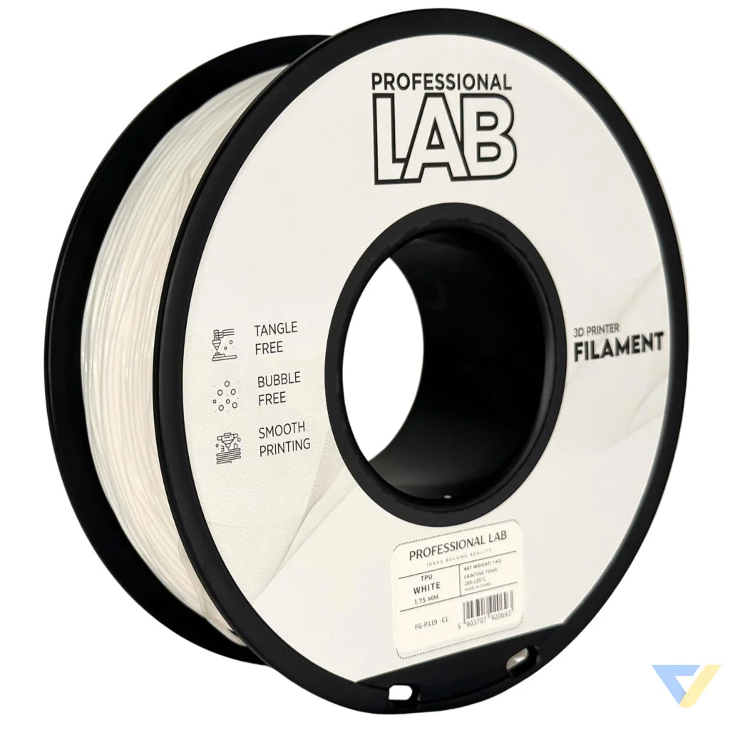 TPU is a flexible and wear-resistant filament, suitable for printing rubber-like parts such as seals, gaskets, cases, or flexible mounts. Requires low print speed and proper filament guidance.