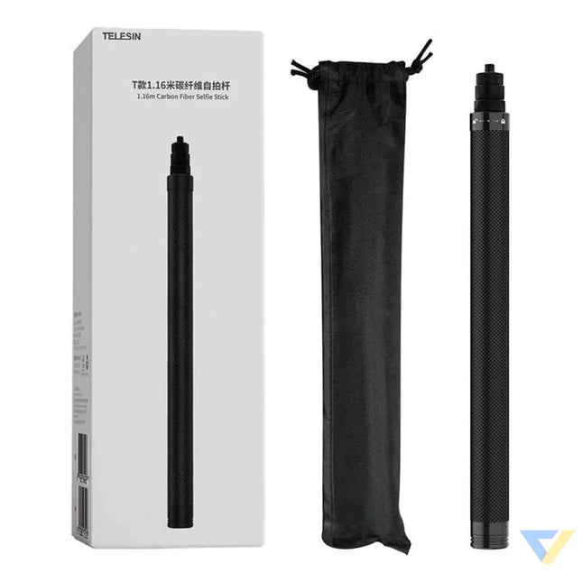 1.16m long Telesin carbon fiber selfie stick for sports cameras Booms and selfie sticks