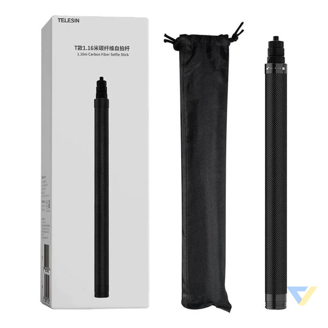 1.16m long Telesin carbon fiber selfie stick for sports cameras Booms and selfie sticks