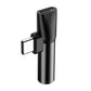 Baseus ljudadapter USB-C till Mini Jack 3,5 mm + USB-C (svart)