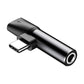 Baseus ljudadapter USB-C till Mini Jack 3,5 mm + USB-C (svart)