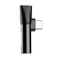 Baseus ljudadapter USB-C till Mini Jack 3,5 mm + USB-C (svart)