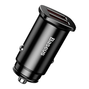 Bil-laddare Baseus Square 2xUSB QC3.0 5A 30W (svart)