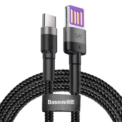 Baseus Cafule USB-C kaabel Huawei SuperCharge, QC 3.0, 5A 1m (must+hall)