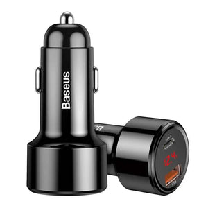 Bil-laddare Baseus Magic USB + USB-C QC 4.0 PD 45W (svart)
