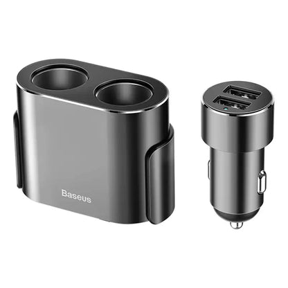 Baseus tändaruttag splitter 2xUSB 3,1A 100W (Svart)