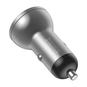 Baseus auto laadija ekraaniga, 2x USB, 4,8A, 24W (hõbedane)