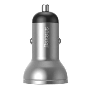 Baseus auto laadija ekraaniga, 2x USB, 4,8A, 24W (hõbedane)