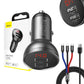 Bil-laddare Baseus med display 24W + USB-kabel 3i1 Baseus Three Primary Colors 1,2m