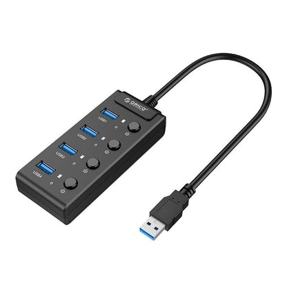 Orico USB 3.0-hub med kontakter, 4x USB (sort)