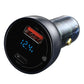 Baseus Particular Digital Display bil-laddare med display, USB + USB-C, QC3.0+PD, 5A, 65W (grå)