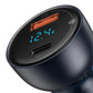 Ładowarka samochodowa Baseus Particular Digital Display z wyświetlaczem, USB + USB-C, QC3.0+PD, 5A, 65W (szara) + kabel USB-C 1m 100W (czarny)