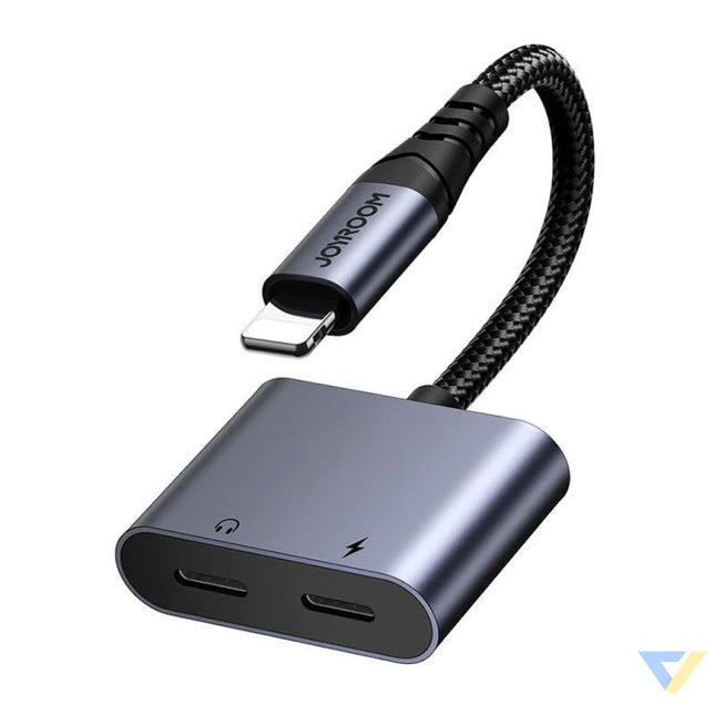 2 in 1 Audio adapter Joyroom SY L01 Lightning to 3.5mm + Lightning (black) Audio adapters