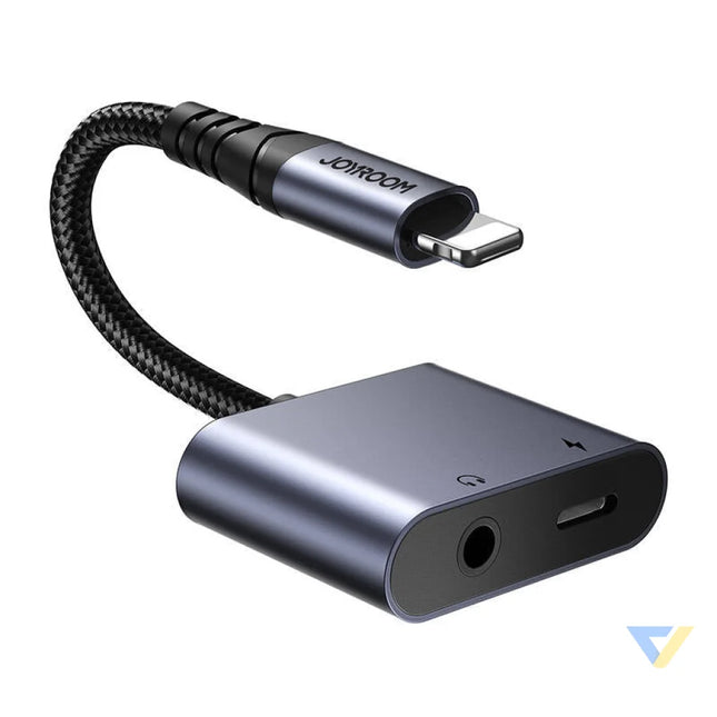 2 in 1 Audio adapter Joyroom SY L01 Lightning to 3.5mm + Lightning (black) Audio adapters