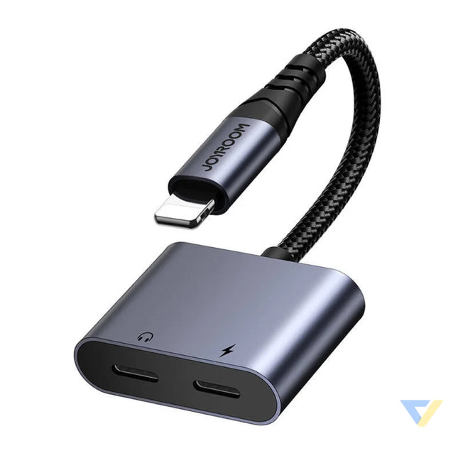 2 in 1 Audio adapter Joyroom SY L01 Lightning to 3.5mm + Lightning (black) Audio adapters