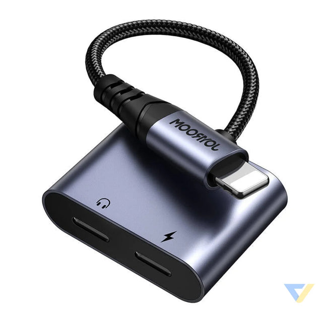 2 in 1 Audio adapter Joyroom SY L02 Lightning to Double Lightning (black) Audio adapters