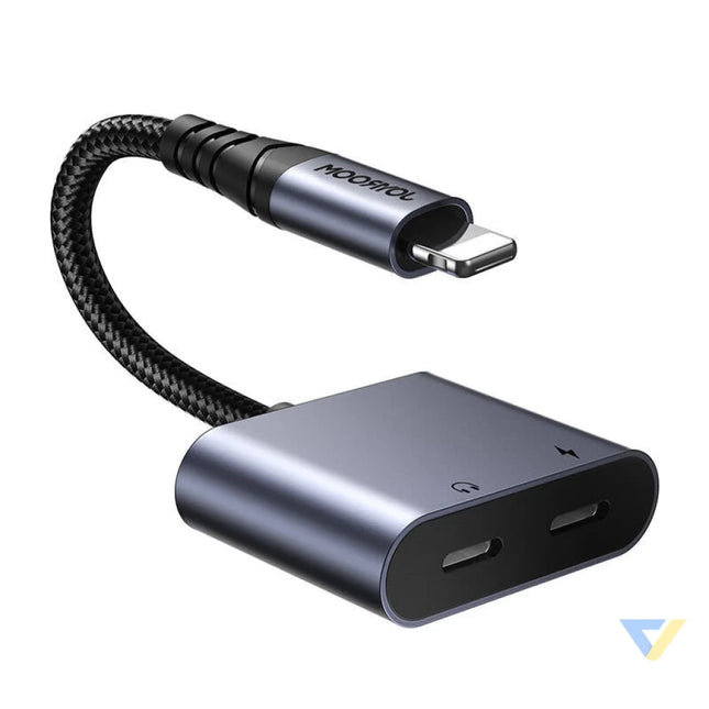 2 in 1 Audio adapter Joyroom SY L02 Lightning to Double Lightning (black) Audio adapters