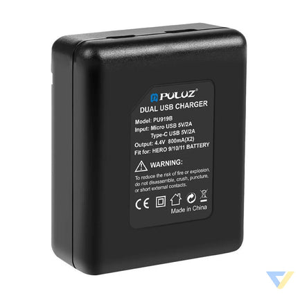 2 slot charger Puluz PU919B for GoPro Hero 9/10/11/12 For sports cameras