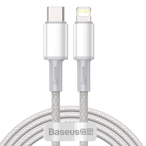 USB-C kuni Lightning Baseus kõrge tihedusega punutud kaabel, 20W, PD, 2m (valge)