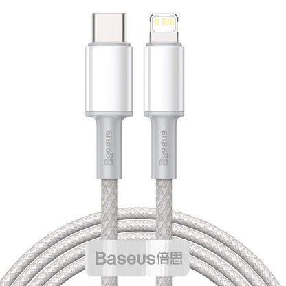 USB-C kuni Lightning Baseus kõrge tihedusega punutud kaabel, 20W, PD, 2m (valge)