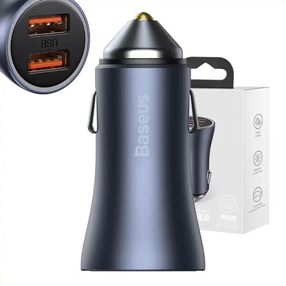 Baseus Golden Contactor Pro billaddare, 2x USB, 40W (grå)