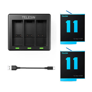 Telesin 3-pesaline laadija + 2 akut GoPro Hero 12 / Hero 11 / Hero 10 / Hero 9 jaoks