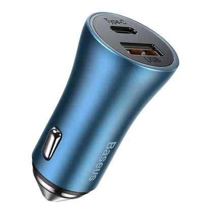 Baseus Golden Contactor Pro bil-laddare, USB + USB-C, QC4.0+, PD, SCP, 40W (blå)