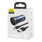 Bil-laddare Baseus Golden Contactor Pro, USB + USB-C, QC4.0+, PD, SCP, 40W (grå) + USB till USB-C-kabel 1m (svart)