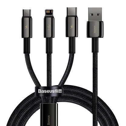 USB-kabel 3i1 Baseus Tungsten Gold, USB til micro USB / USB-C / Lightning, 3,5A, 1,5m (sort)