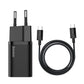 Baseus Super Si Snabbladdare 1C 25W med USB-C-kabel för USB-C 1m (svart)