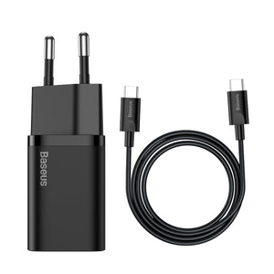 Baseus Super Si Snabbladdare 1C 25W med USB-C-kabel för USB-C 1m (svart)