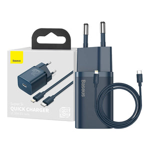 Baseus Super Si Snabbladdare 1C 20W med USB-C-kabel för Lightning 1m (blå)