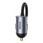 Auton laturi Baseus Share Together jatkojohdolla, 3x USB, USB-C, 120W (harmaa)