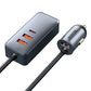 Auton laturi Baseus Share Together jatkojohdolla, 3x USB, USB-C, 120W (harmaa)