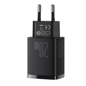 Baseus Kompakt Snabbladdare, USB, USB-C, 20W (svart)