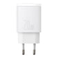 Baseus Kompakt Snabbladdare, USB, USB-C, 20W (vit)