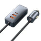 Bil-laddare Baseus Share Together med förlängningssladd, 2x USB, 2x USB-C, 120W (grå)