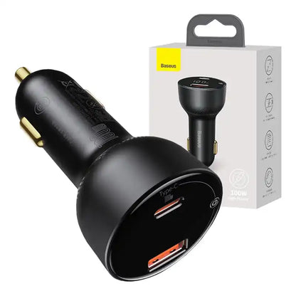 Auton laturi Baseus Superme, USB, USB-C, 100W (musta)