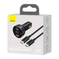 Bil-laddare Baseus Superme, USB, USB-C, 100W + USB-C-kabel (svart)