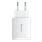 Nätadapter Baseus Compact Quick Charger, 2xUSB, USB-C, PD, 3A, 30W (vit)